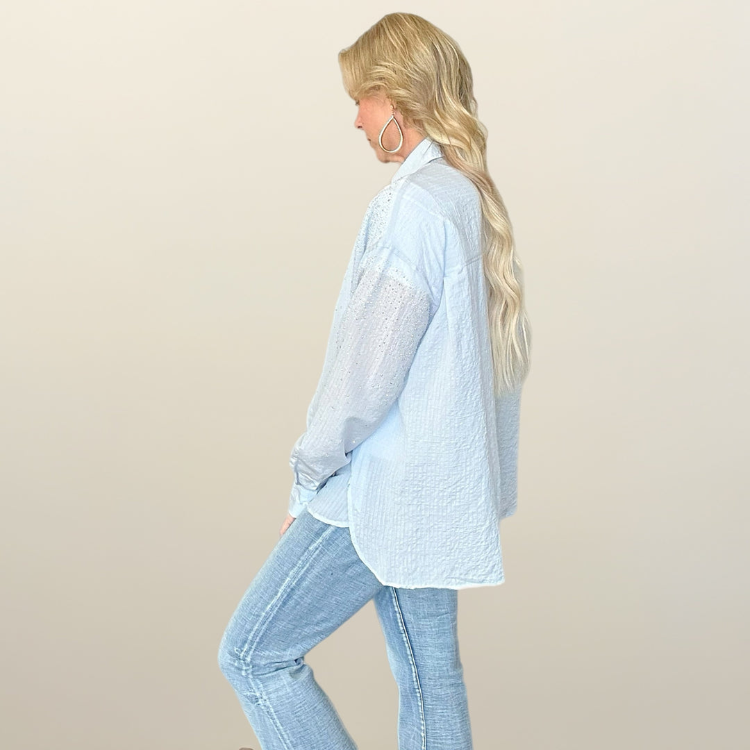 Blue Diamond Button Down - Salt and Grace Boutique