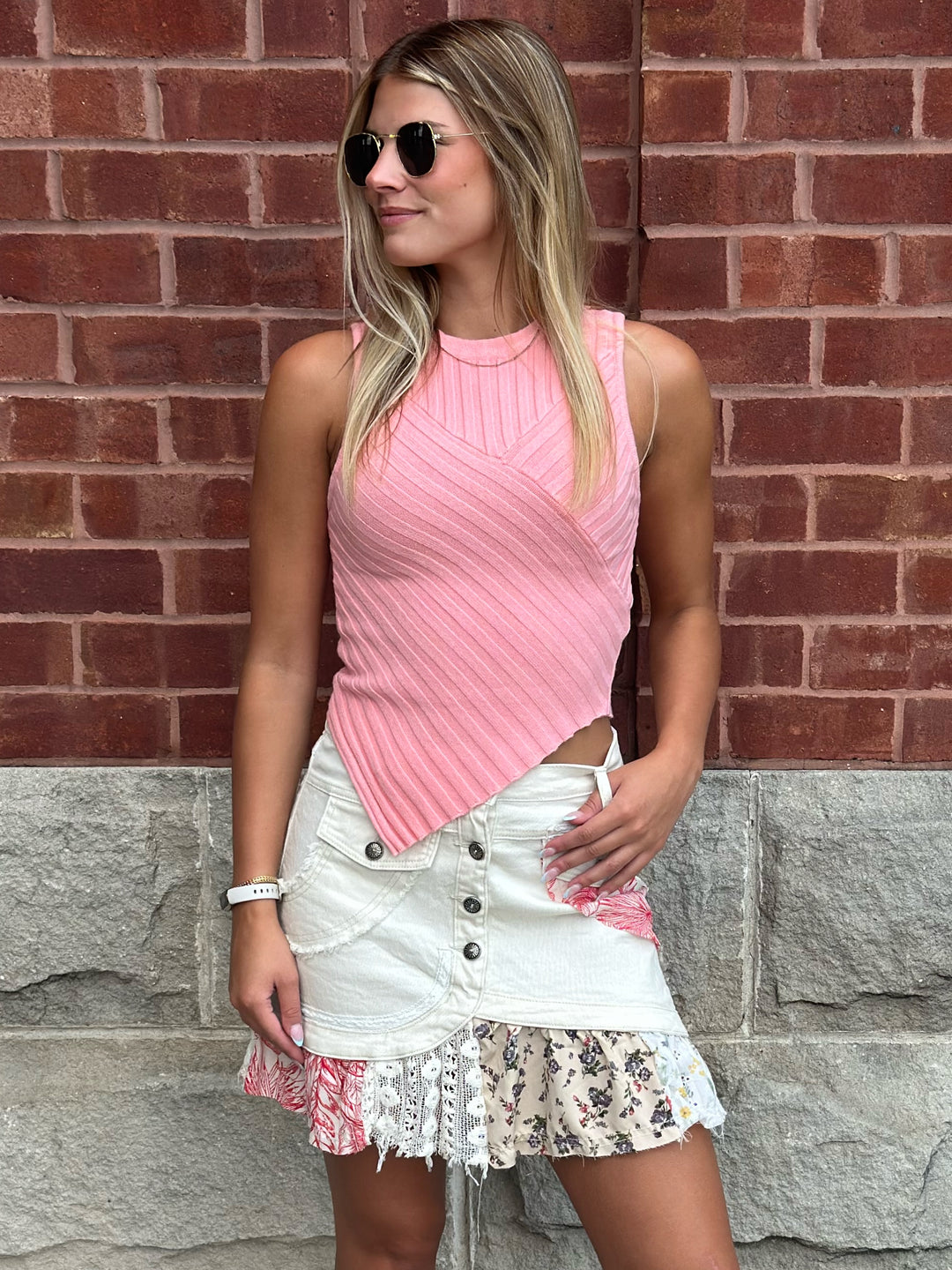 POL Playful Patchwork Mini Skirt