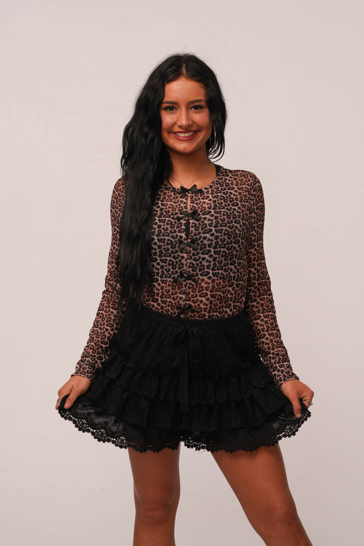 Lace Tiered Ruffle Shorts