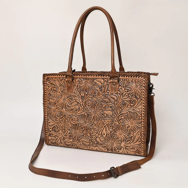 Tooled Leather Tote Bag - Salt and Grace Boutique
