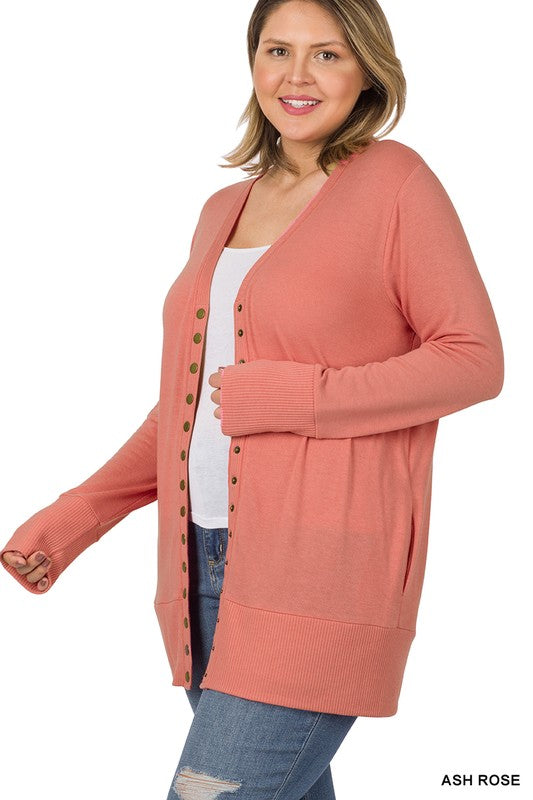 Plus Snap Button Sweater Cardigan - Salt and Grace Boutique