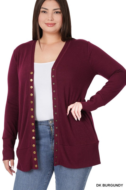 Plus Snap Button Sweater Cardigan - Salt and Grace Boutique