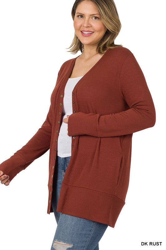 Plus Snap Button Sweater Cardigan - Salt and Grace Boutique