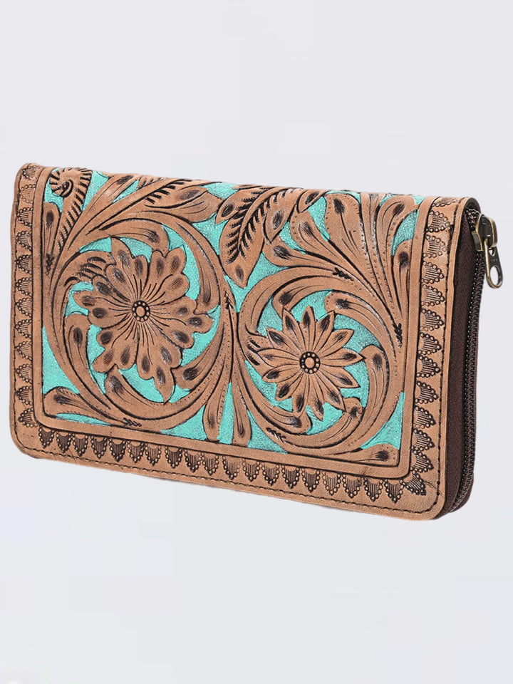 Prairie Hand-Tooled Leather Wallet