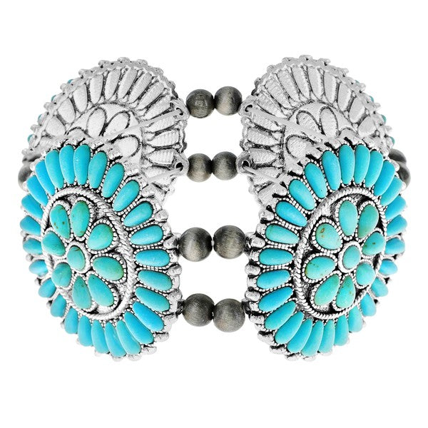 WESTERN TURQUOISE STRETCH BRACELET - Salt and Grace Boutique