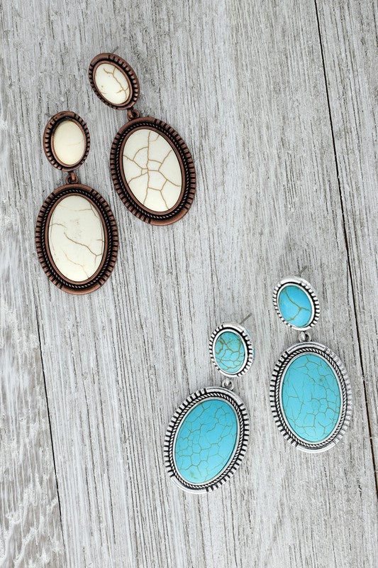 WESTERN TURQUOISE POST EARRINGS - Salt and Grace Boutique