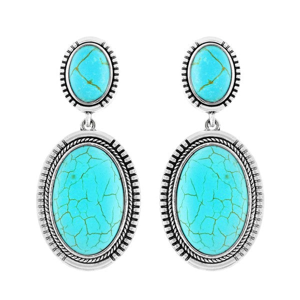 WESTERN TURQUOISE POST EARRINGS - Salt and Grace Boutique