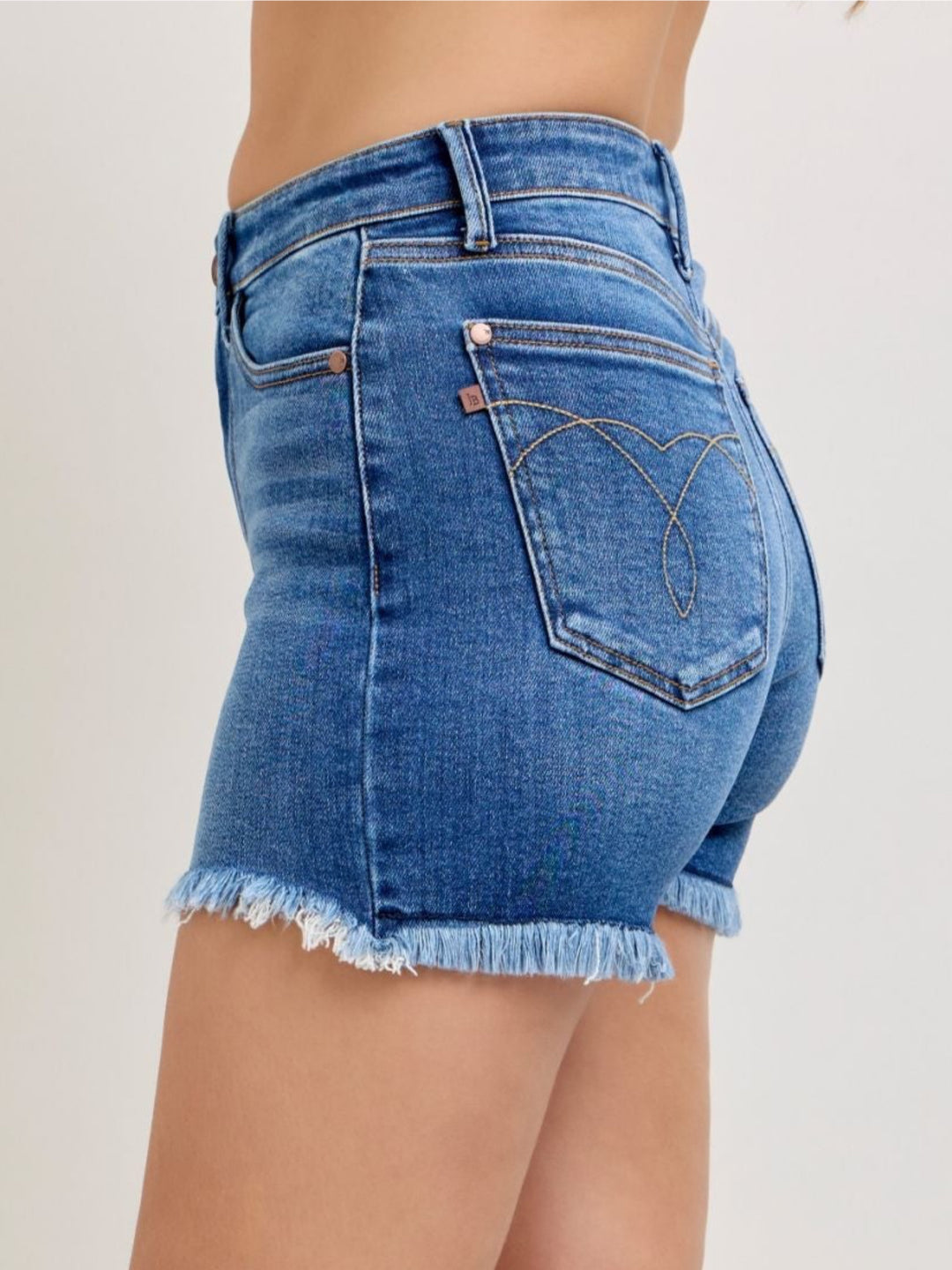 Judy Blue High Rise Frayed Hem Slim Shorts