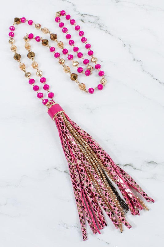 Crystal Tassel Necklace Set - Salt and Grace Boutique