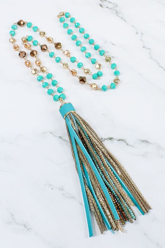 Crystal Tassel Necklace Set - Salt and Grace Boutique