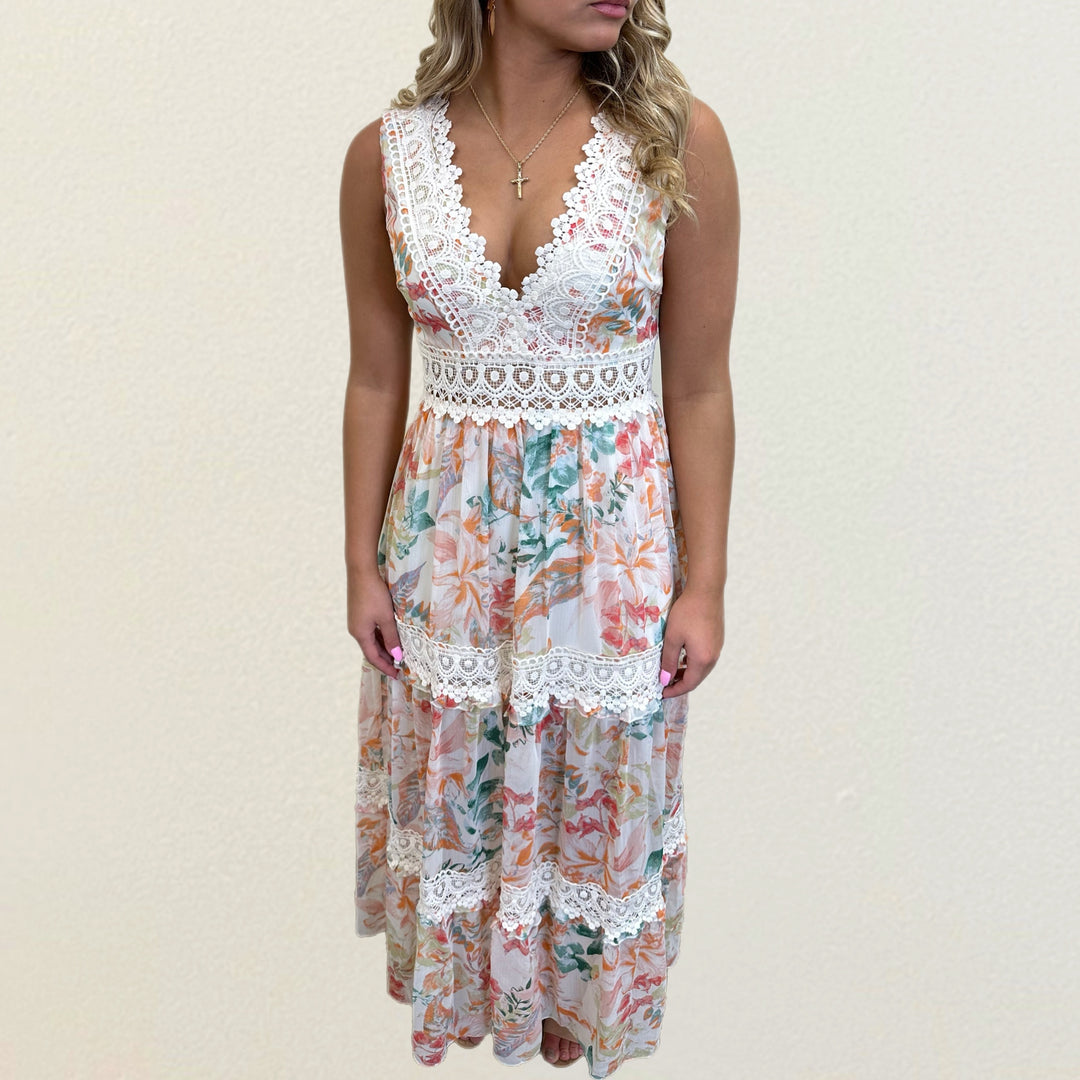 Floral Fantasy Lace Maxi Dress