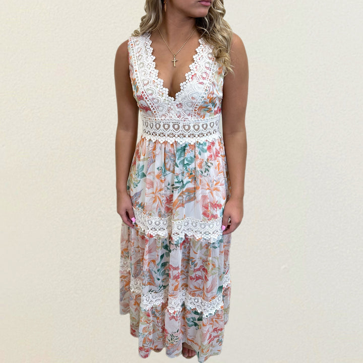 Floral Fantasy Lace Maxi Dress