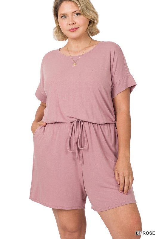 PLUS ROMPER WITH ELASTIC WAIST & BACK - Salt and Grace Boutique