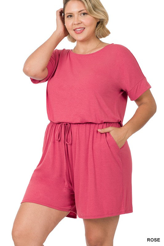 PLUS ROMPER WITH ELASTIC WAIST & BACK - Salt and Grace Boutique