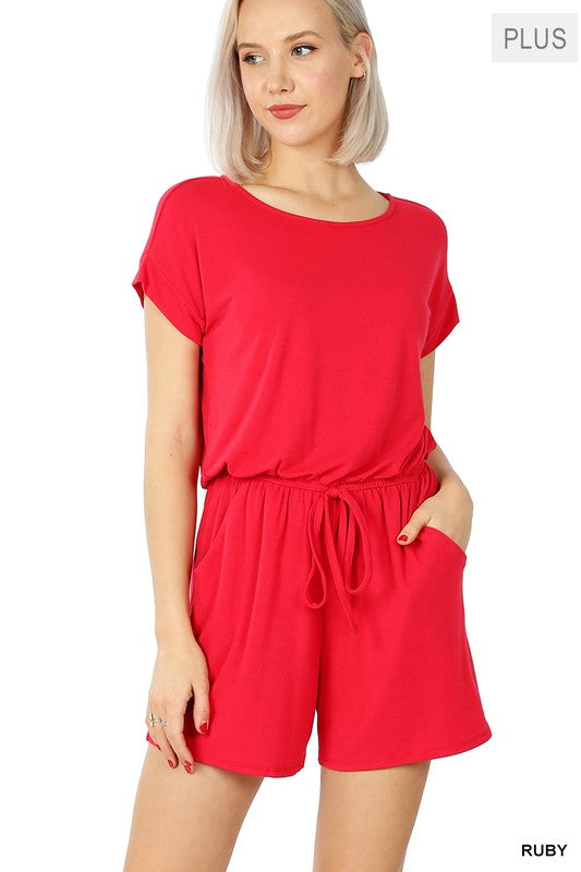 PLUS ROMPER WITH ELASTIC WAIST & BACK - Salt and Grace Boutique