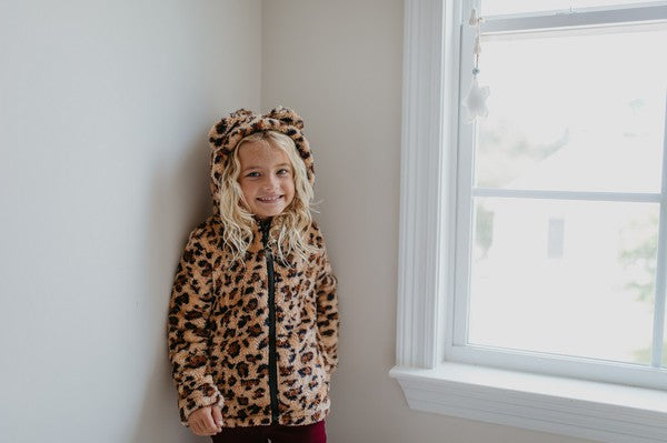 Girls Leopard Jacket with Ears - Salt and Grace Boutique