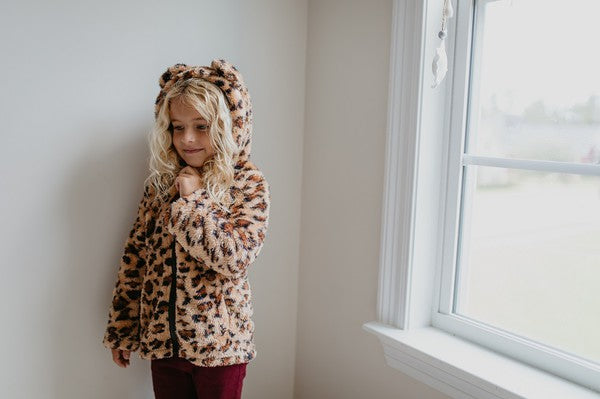 Girls Leopard Jacket with Ears - Salt and Grace Boutique