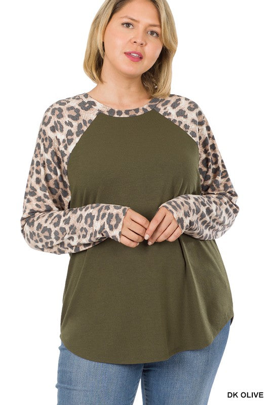 Plus Leopard Long Sleeve Top - Salt and Grace Boutique