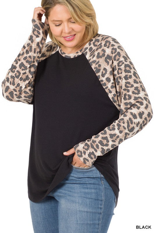 Plus Leopard Long Sleeve Top - Salt and Grace Boutique