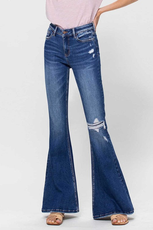 Distressed Mid Rise Flared Jeans - Salt and Grace Boutique