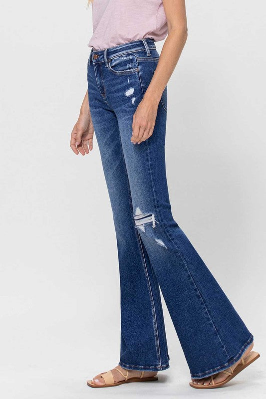 Distressed Mid Rise Flared Jeans - Salt and Grace Boutique