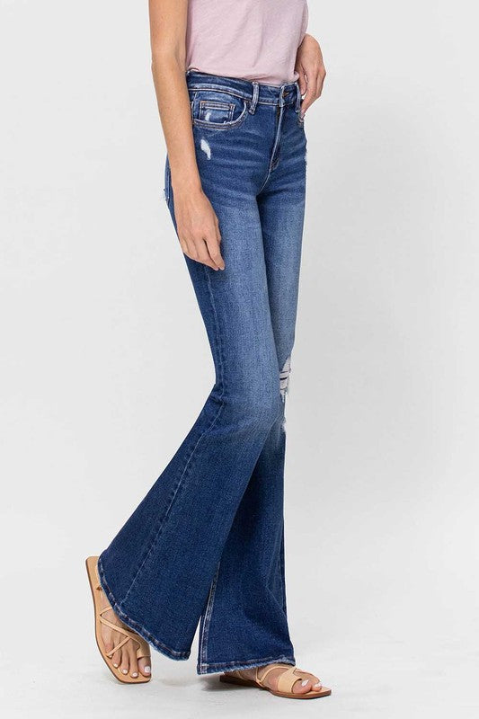 Distressed Mid Rise Flared Jeans - Salt and Grace Boutique