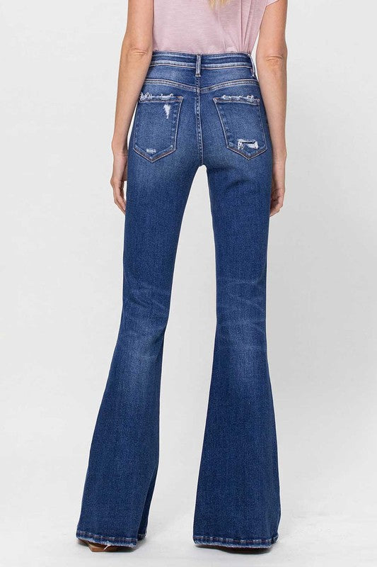 Distressed Mid Rise Flared Jeans - Salt and Grace Boutique