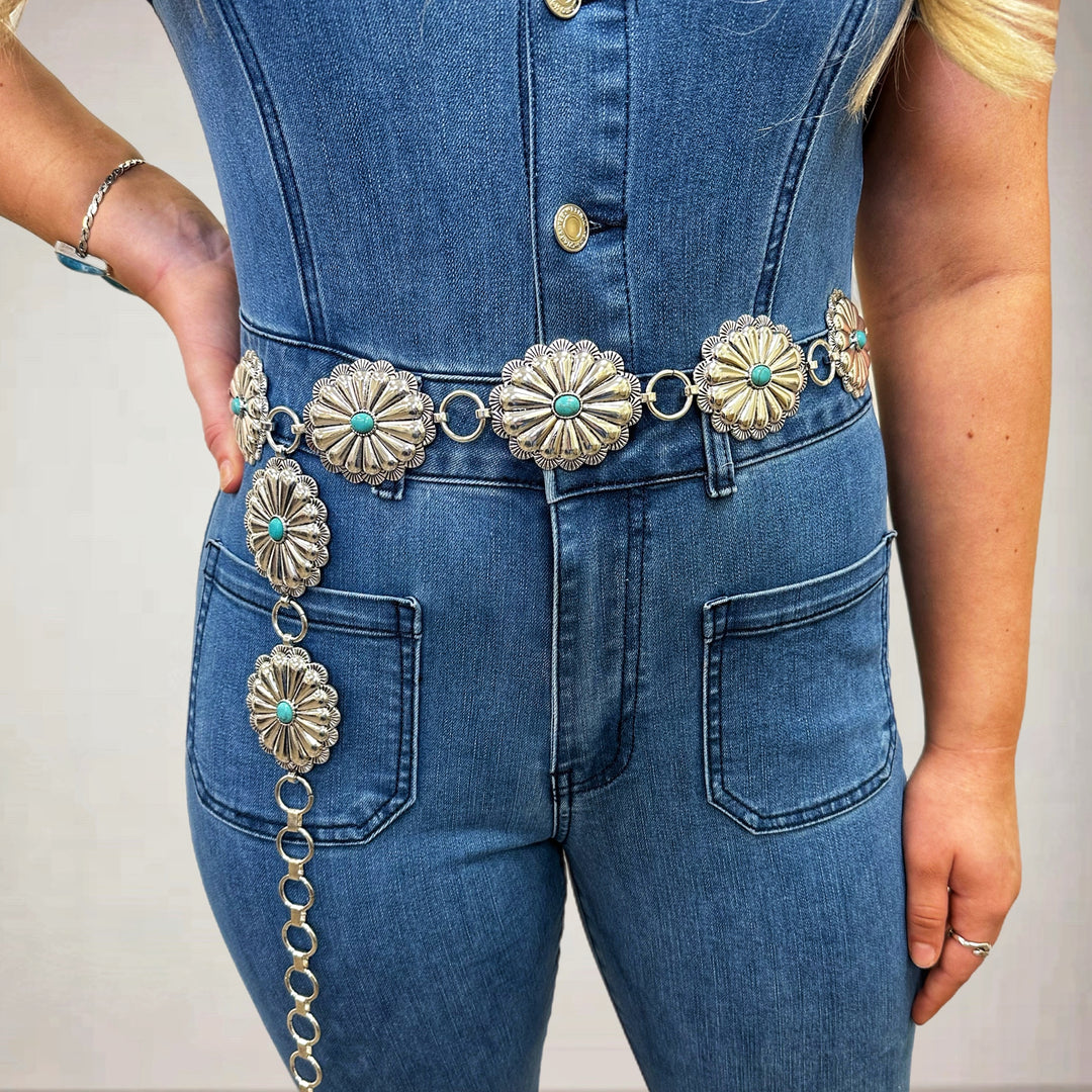 Turquoise Stone Concho Belt - Salt and Grace Boutique