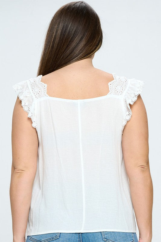 Plus Crochet Lace Trim Top - Salt and Grace Boutique