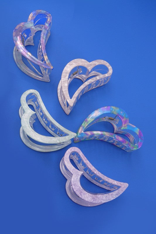 Heart Holographic Hair Claw Clip - Salt and Grace Boutique