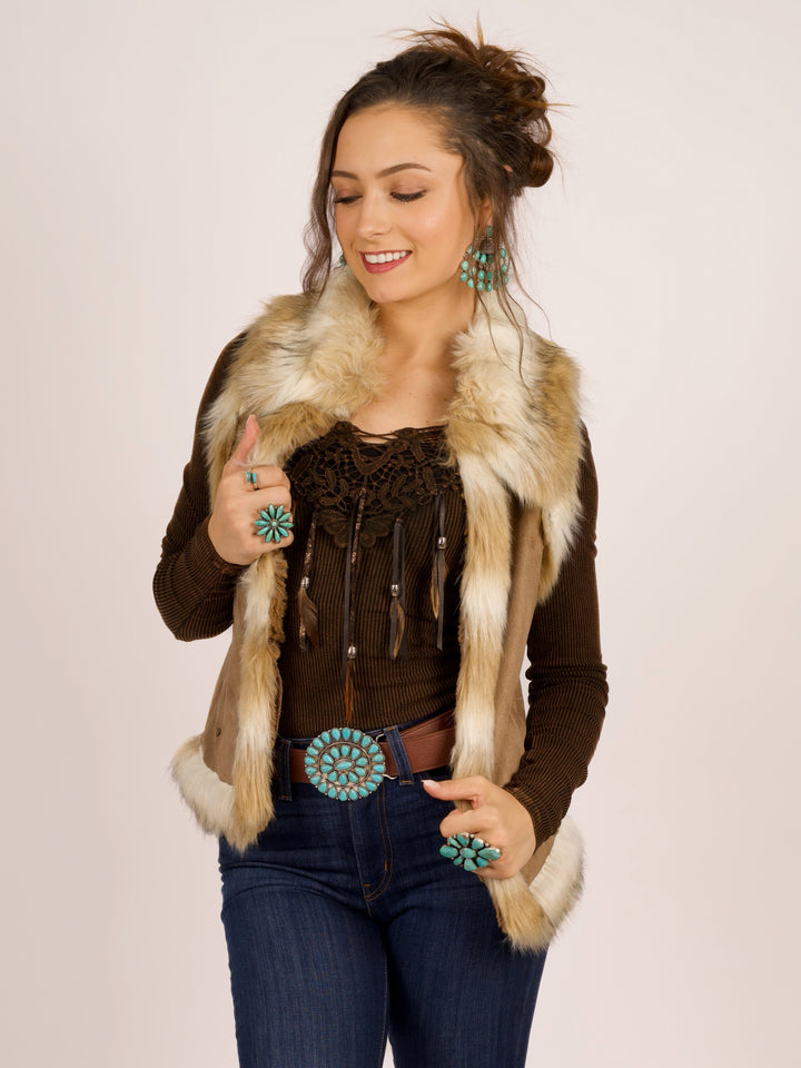 Coyote Creek Faux Suede Fur Vest