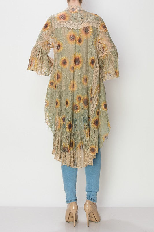 All Lace Sunflower Duster with Bell Sleeves - Salt and Grace Boutique