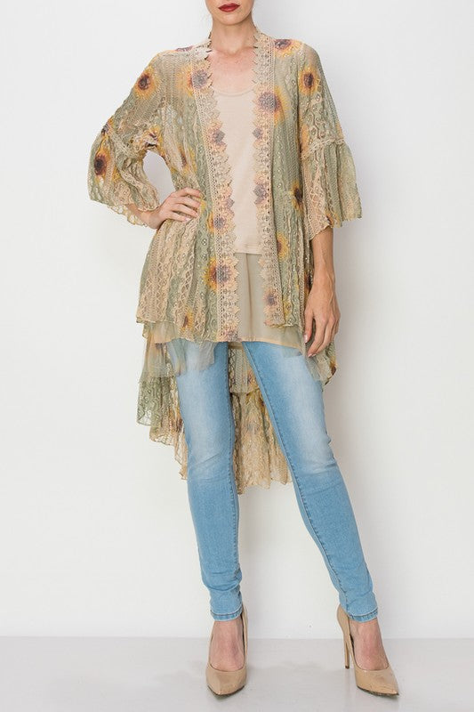 All Lace Sunflower Duster with Bell Sleeves - Salt and Grace Boutique