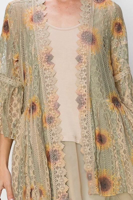 All Lace Sunflower Duster with Bell Sleeves - Salt and Grace Boutique