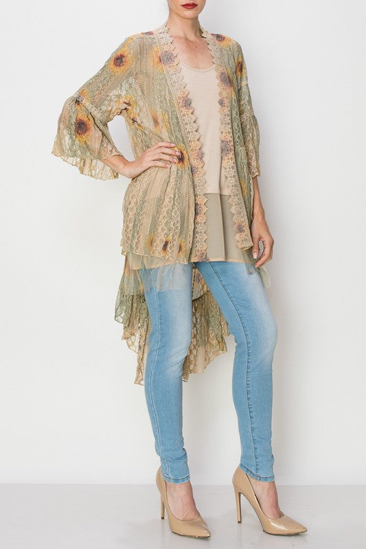 All Lace Sunflower Duster with Bell Sleeves - Salt and Grace Boutique