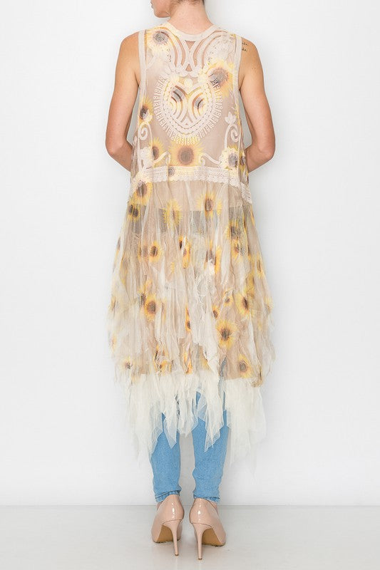 Sun Flower Duster Vest - Salt and Grace Boutique