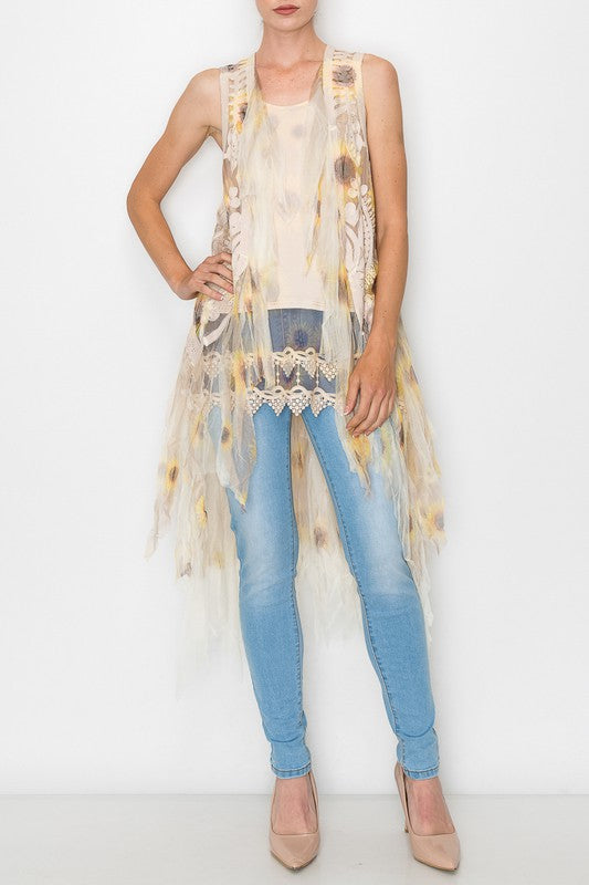 Sun Flower Duster Vest - Salt and Grace Boutique