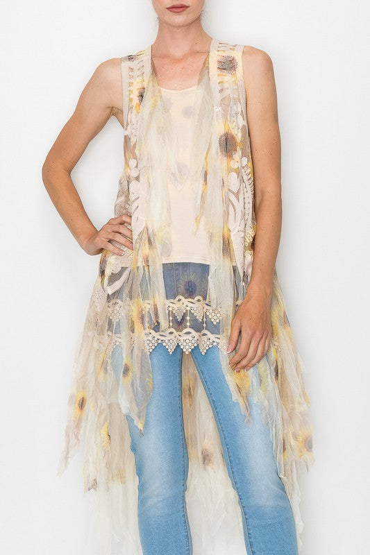 Sun Flower Duster Vest - Salt and Grace Boutique