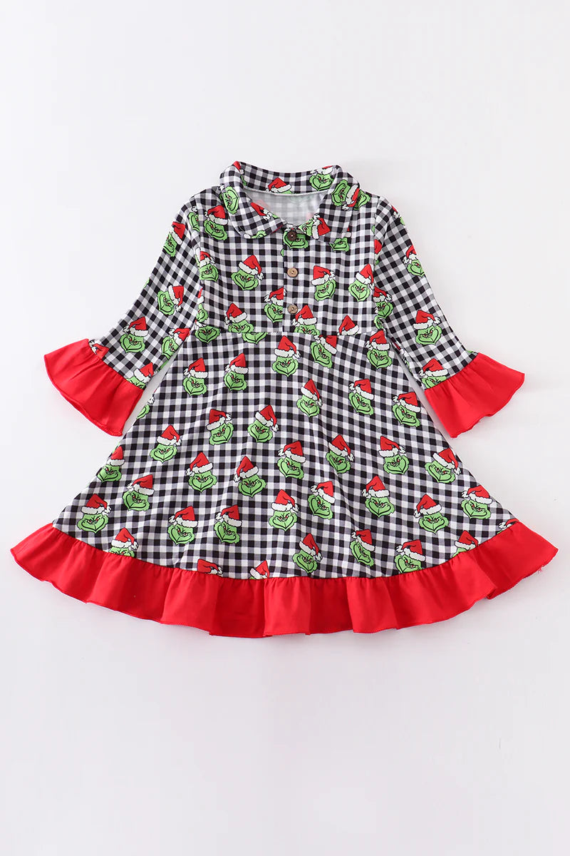 Girls Grinch Plaid Dress - Salt and Grace Boutique