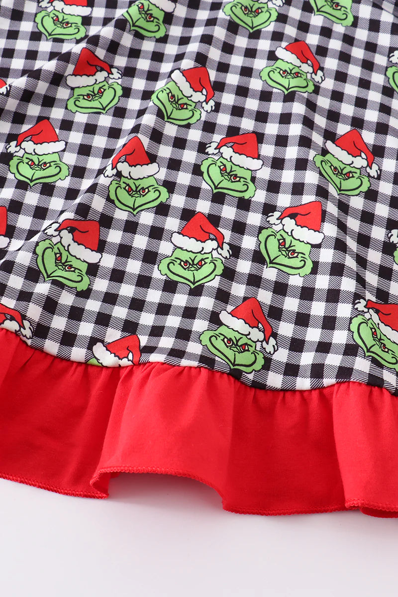 Girls Grinch Plaid Dress - Salt and Grace Boutique