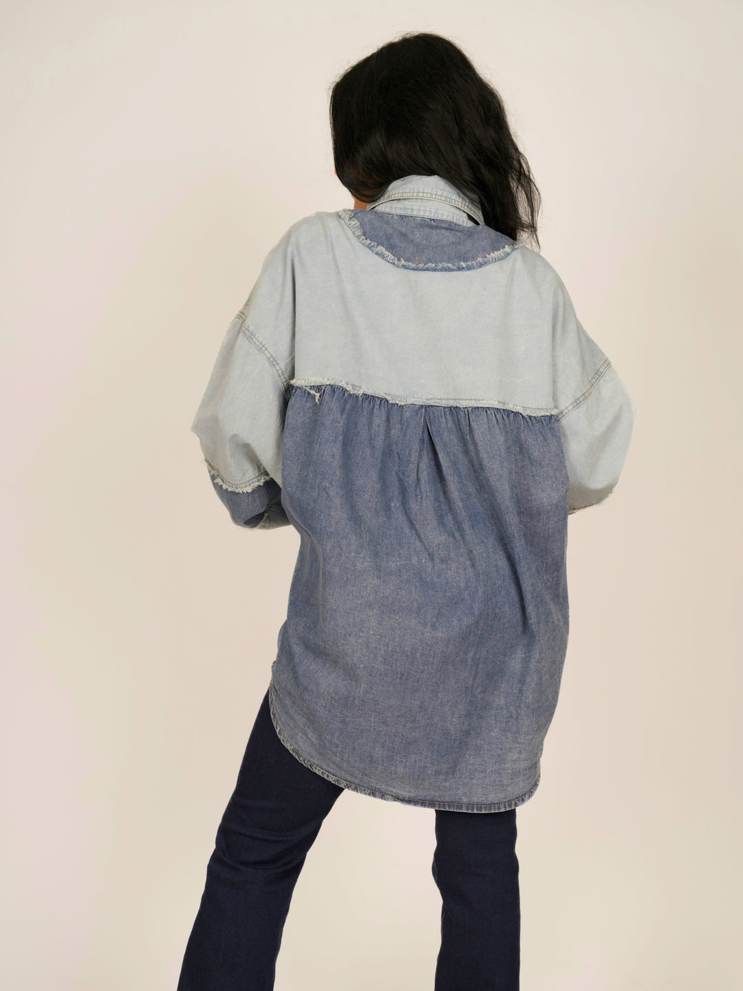 POL Two Toned Oversized Denim Shacket
