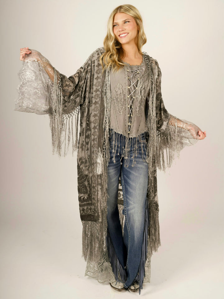 Stevie Nicks Burnout Velvet & Lace Duster