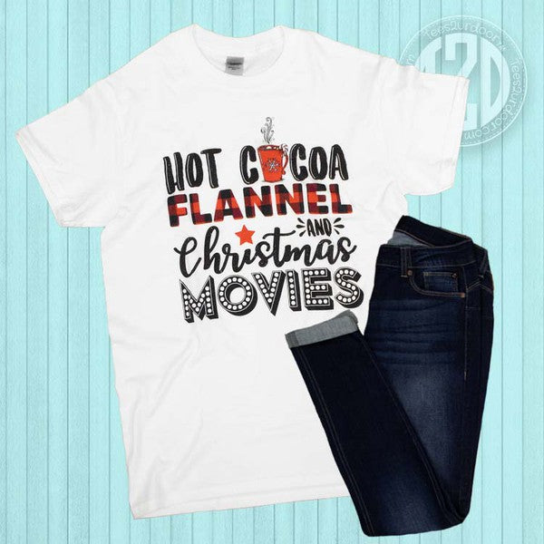 Hot Cocoa, Flannels and Christmas Movies T-Shirt Adult - Salt and Grace Boutique