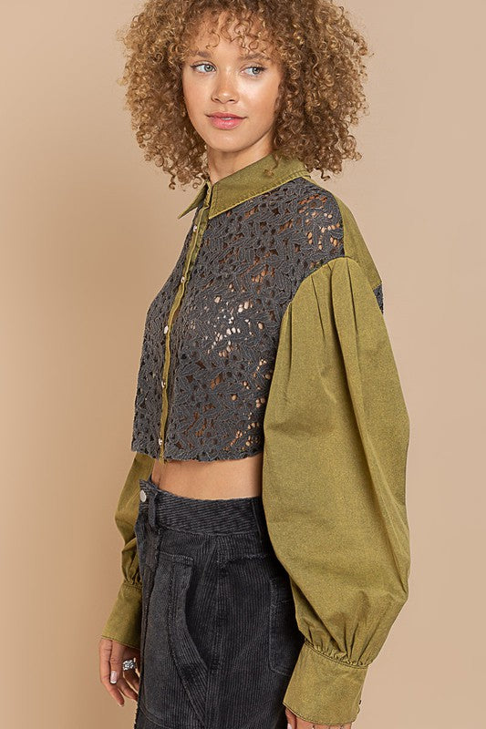 Cropped Balloon Sleeve Jacket - Salt and Grace Boutique