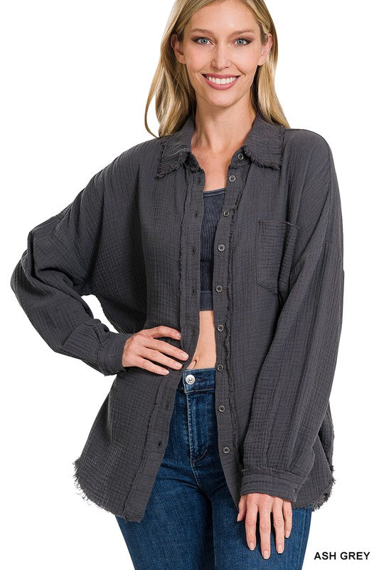 Gauze Button Up Top - Salt and Grace Boutique