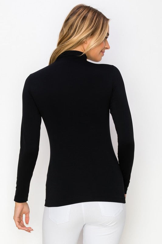 Bare Essential Seamless Mock Neck Long Sleeve Top - Salt and Grace Boutique