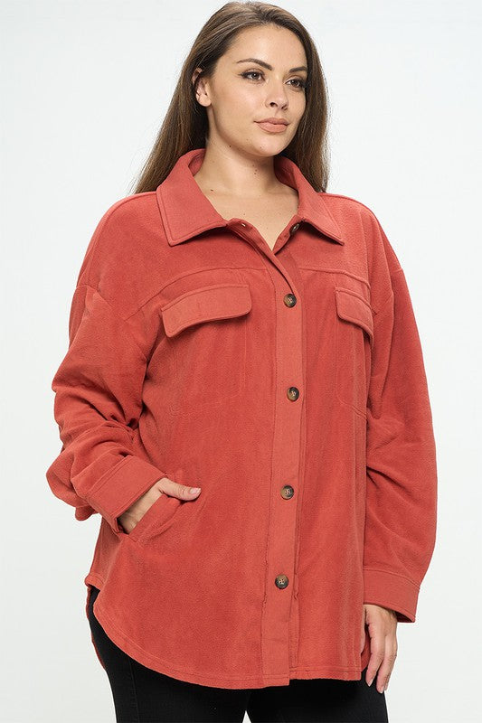 Plus Fleece Shacket - Salt and Grace Boutique