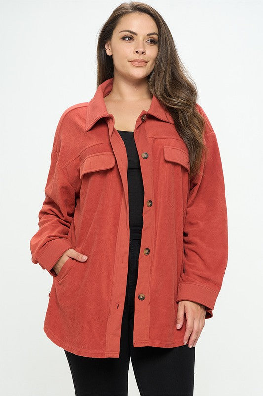 Plus Fleece Shacket - Salt and Grace Boutique