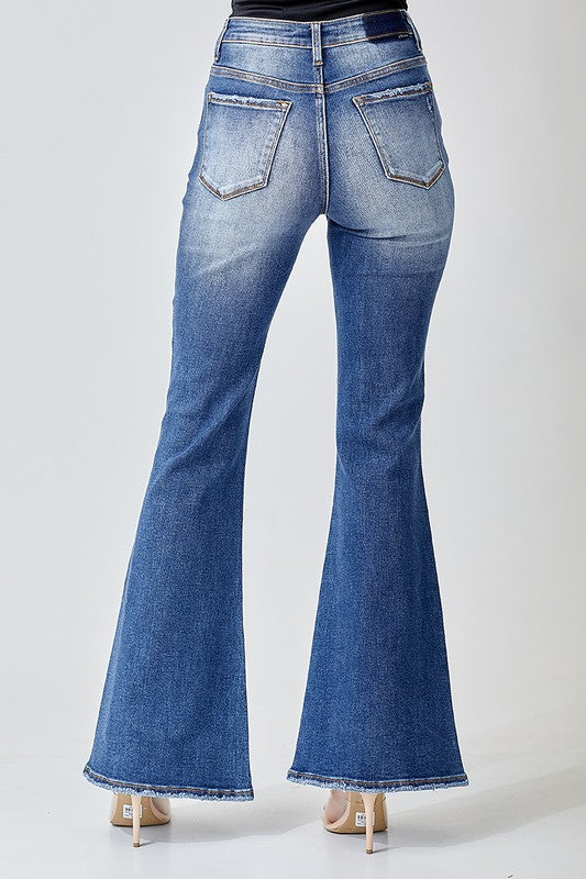 Risen High Rise Rhinestone Flare Jeans - Salt and Grace Boutique