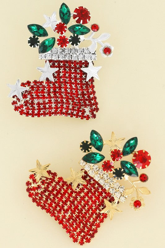 Christmas Stocking Brooch Pin - Salt and Grace Boutique